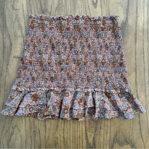 Veronica Beard Melodie Smocked Skirt Size 6 Cotton Floral Ruffle Mini Spring - Picture 4 of 11